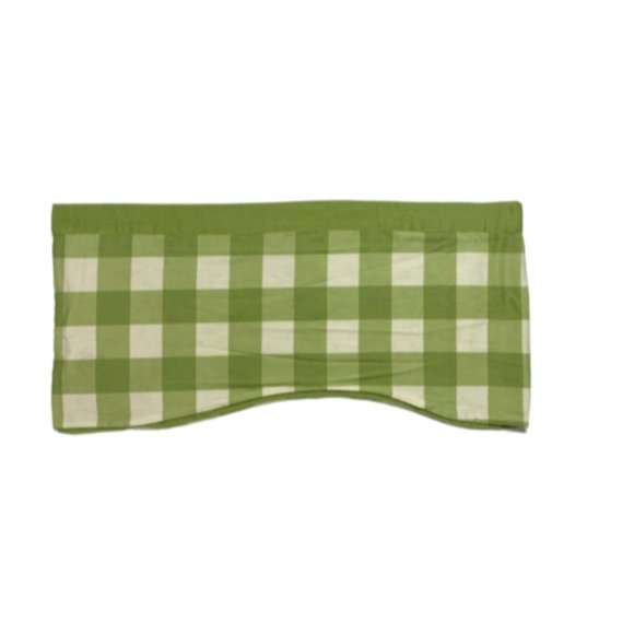 1 Single Cotton Canvas Green Plaid or Solid Reversible Valance Short Curtain
